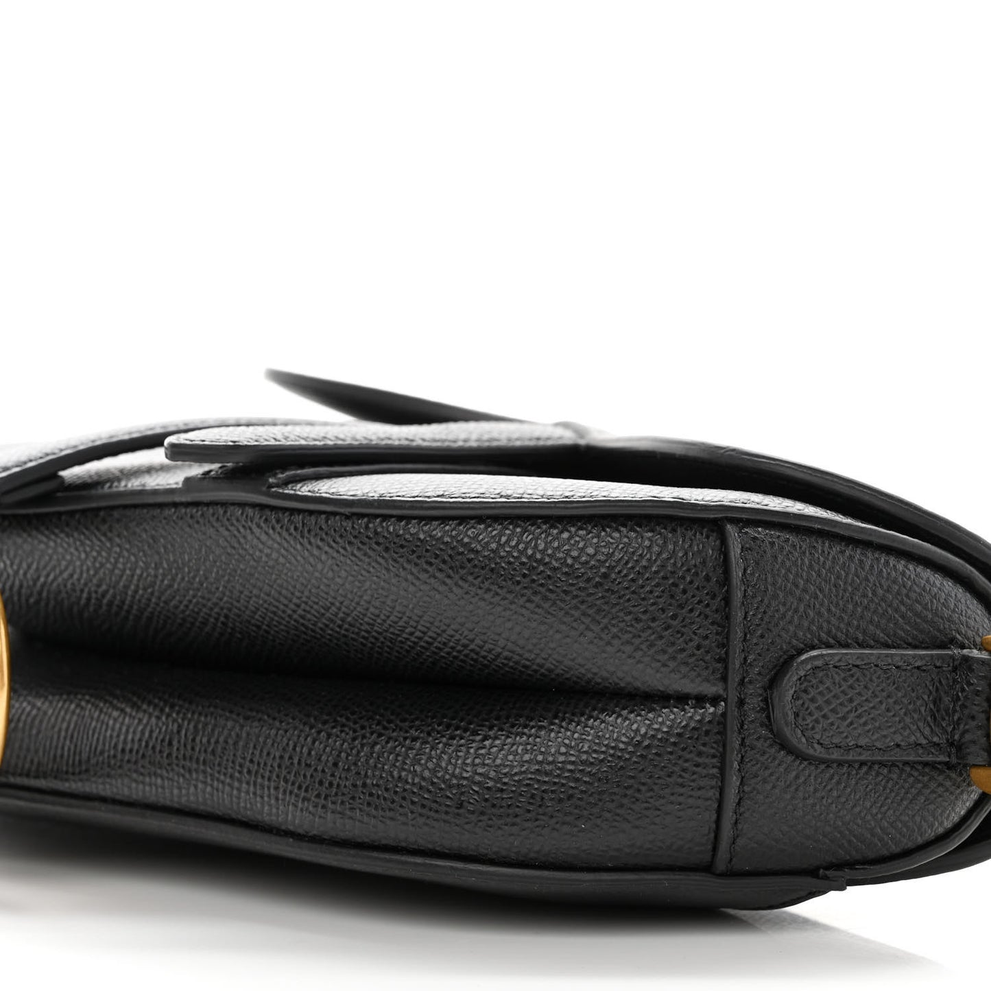 Grained Calfskin Mini Saddle Bag Black