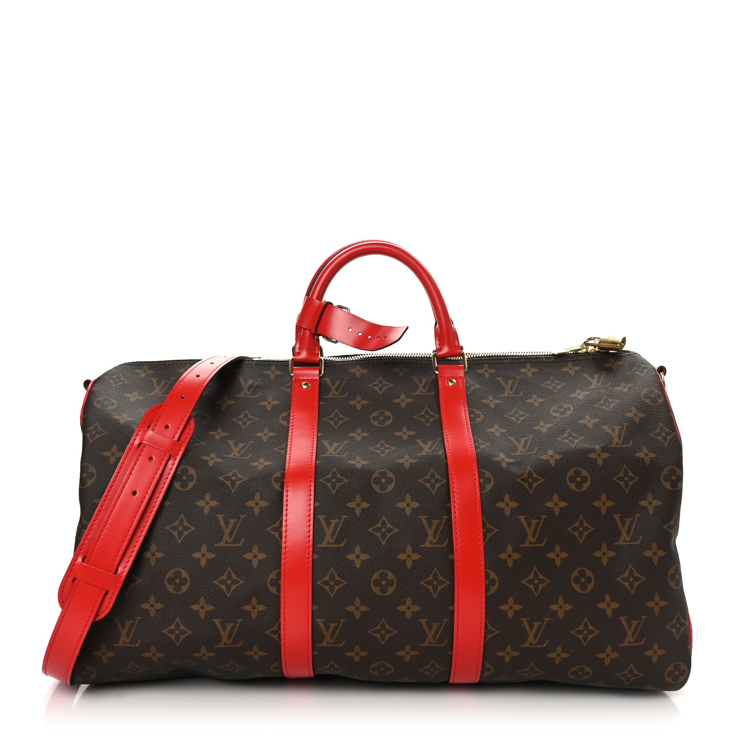 Louis Vuitton Calfskin Monogram Keepall Bandouliere 50 Coquelicot 1 of 10