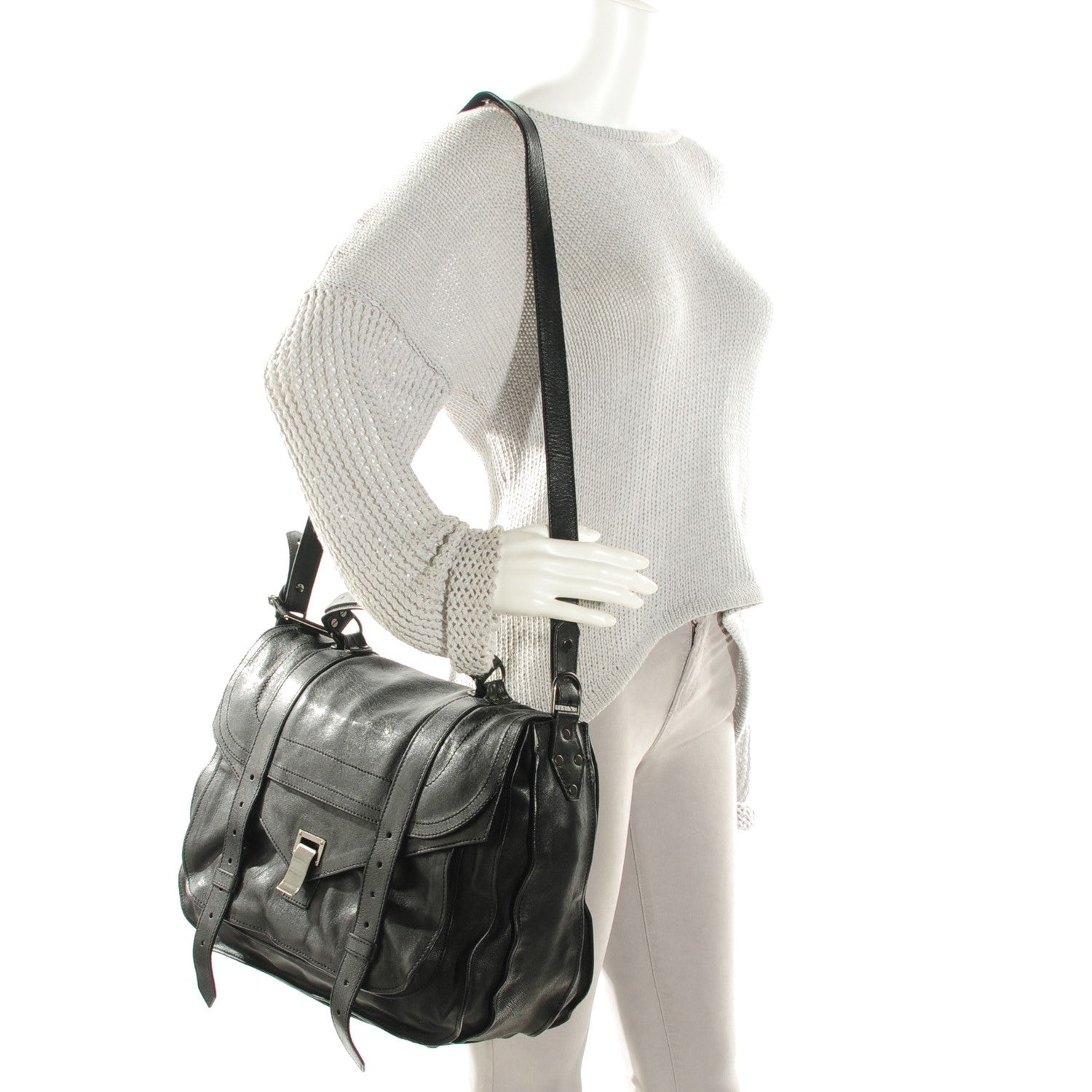 Proenza Schouler Lambskin PS1 Extra Large Satchel Black 4 of 11