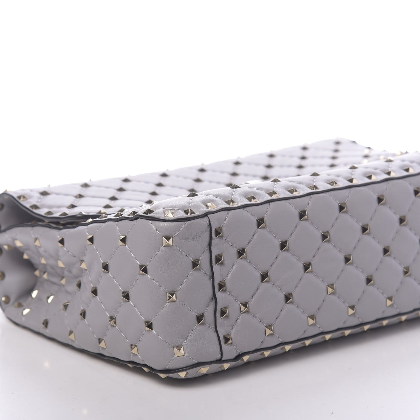 Nappa Large Rockstud Spike Shoulder Bag Pastel Grey