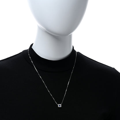 Damiani 18K White Gold Diamond Blue Sapphire Square Pendant Necklace 2 of 4