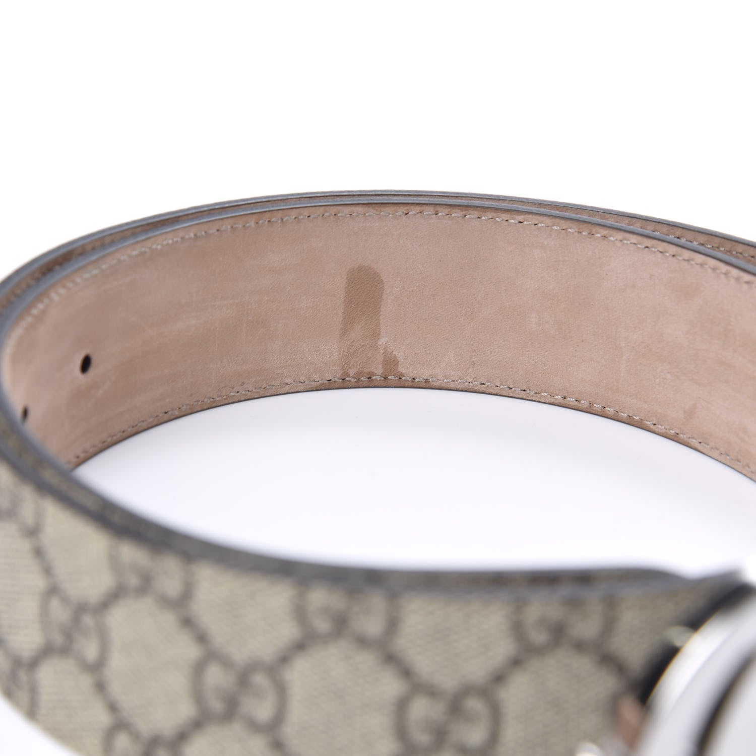 Gucci GG Supreme Monogram Selleria Calfskin Interlocking G 40mm Belt 90 36 Beige Ebony Cocoa 4 of 5