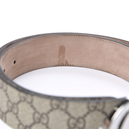 Gucci GG Supreme Monogram Selleria Calfskin Interlocking G 40mm Belt 90 36 Beige Ebony Cocoa 4 of 5