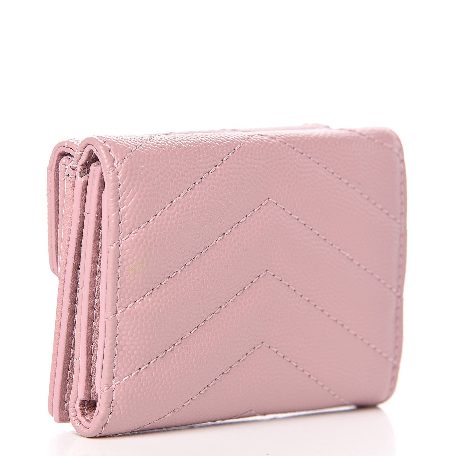 Saint Laurent Grain De Poudre Matelasse Chevron Monogram Tiny Wallet Tender Pink 3 of 8
