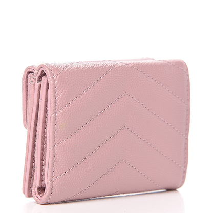 Saint Laurent Grain De Poudre Matelasse Chevron Monogram Tiny Wallet Tender Pink 3 of 8