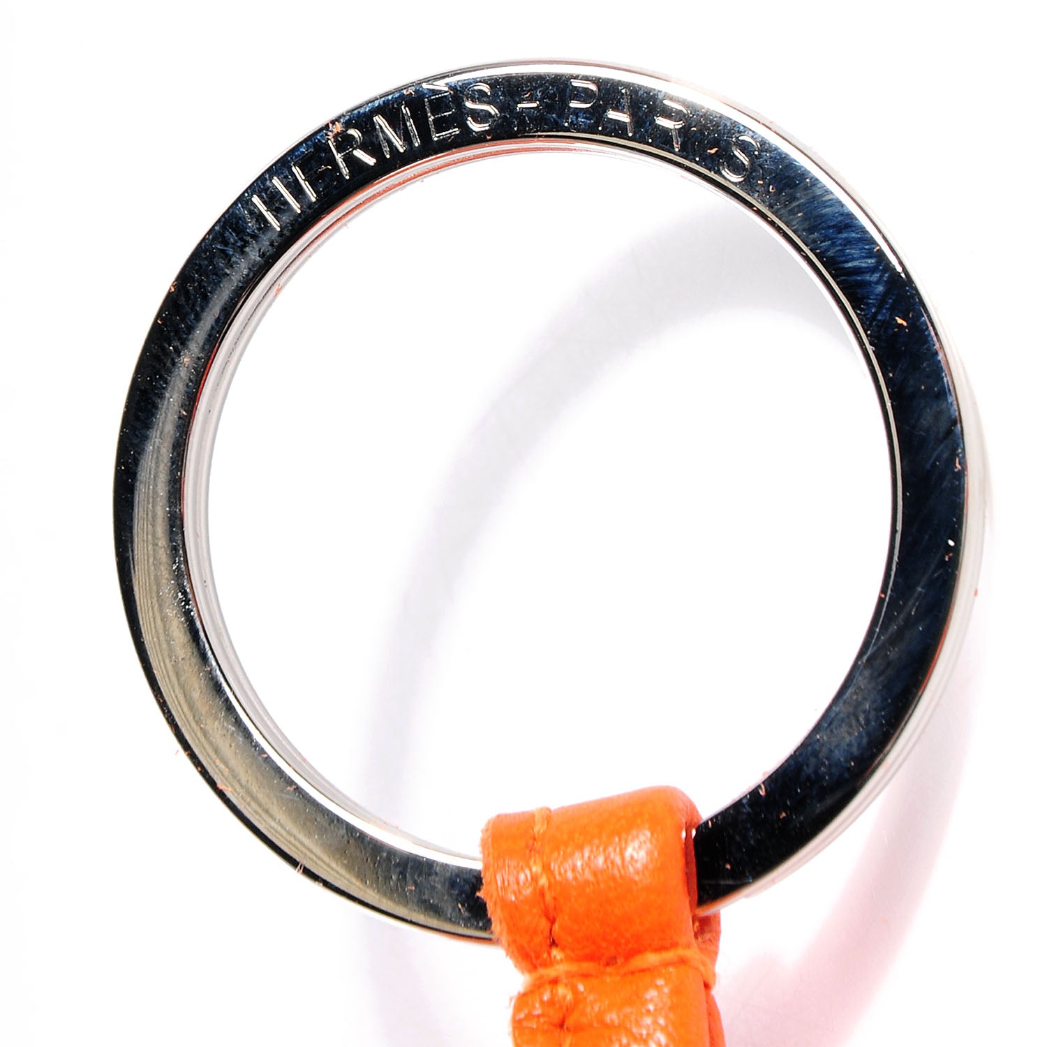 Hermes Lambskin Carmen Tassel Key Holder Feu Orange 3 of 5