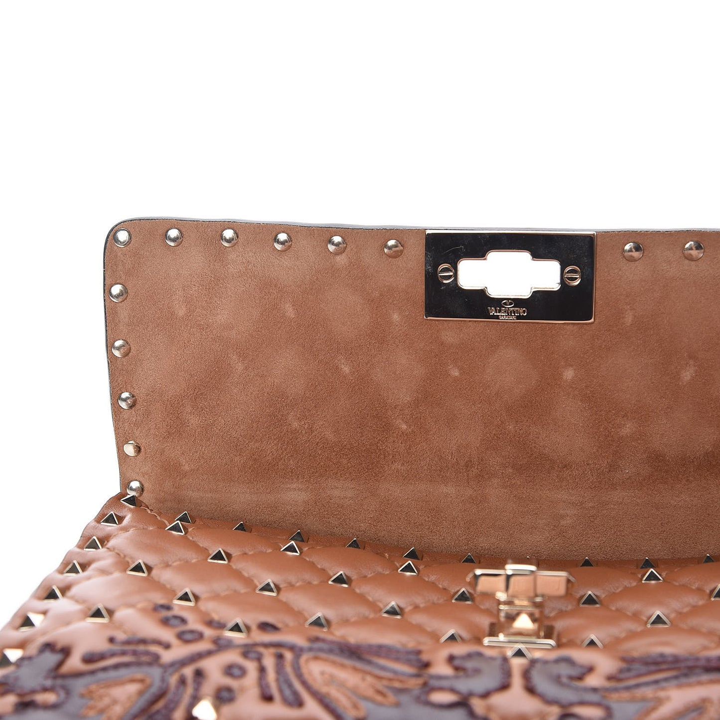 Nappa Flower Intarsia Medium Rockstud Spike Shoulder Bag Multicolor