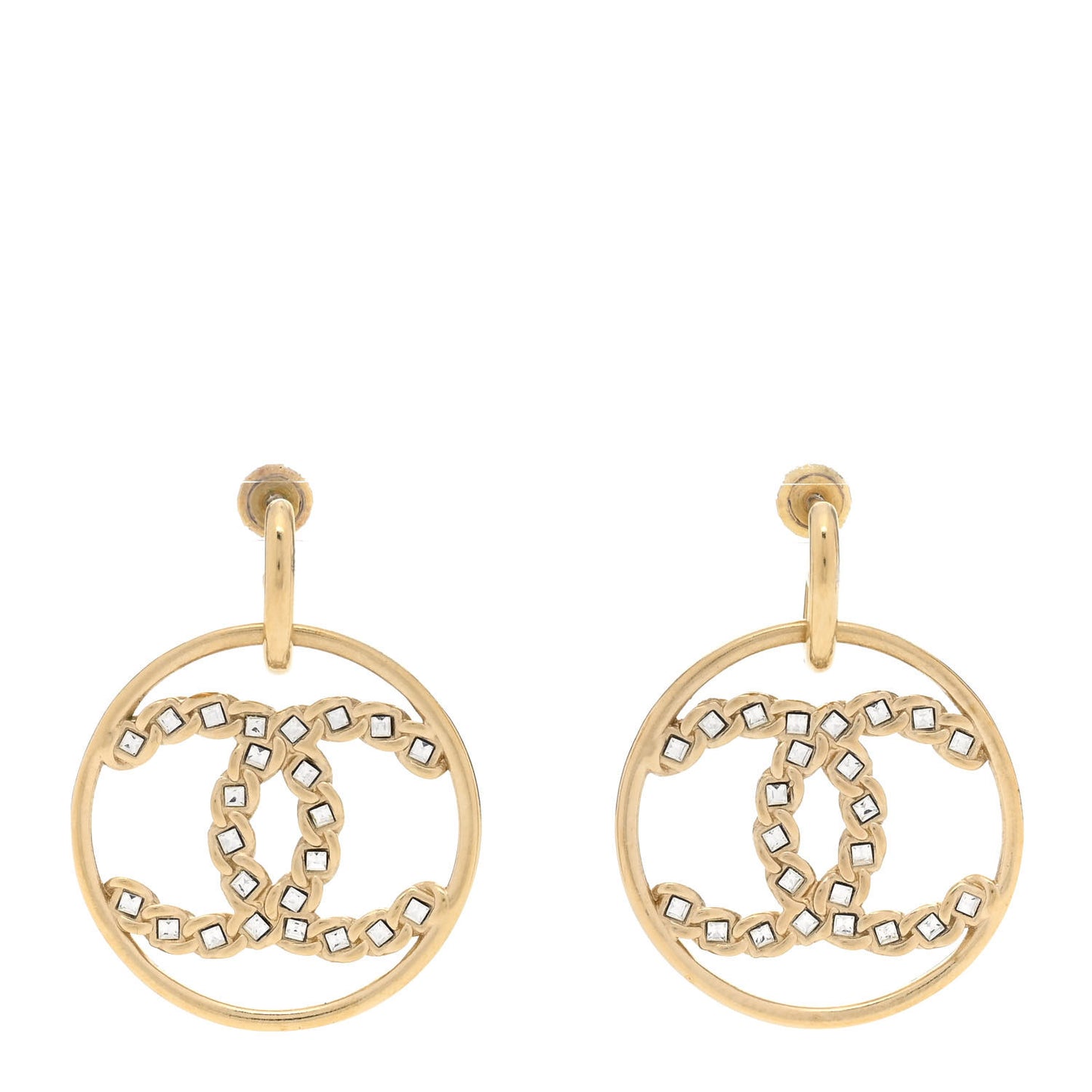 Crystal CC Hoop Earrings Gold