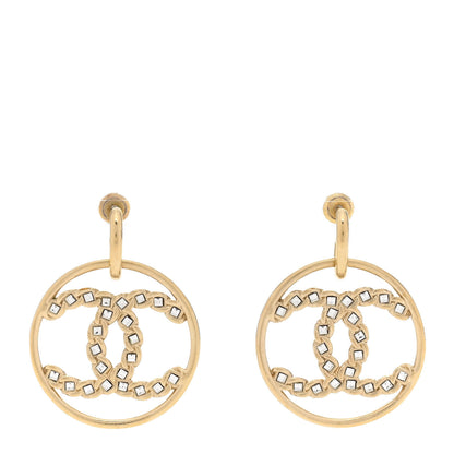 Chanel Crystal CC Hoop Earrings Gold 1 of 4