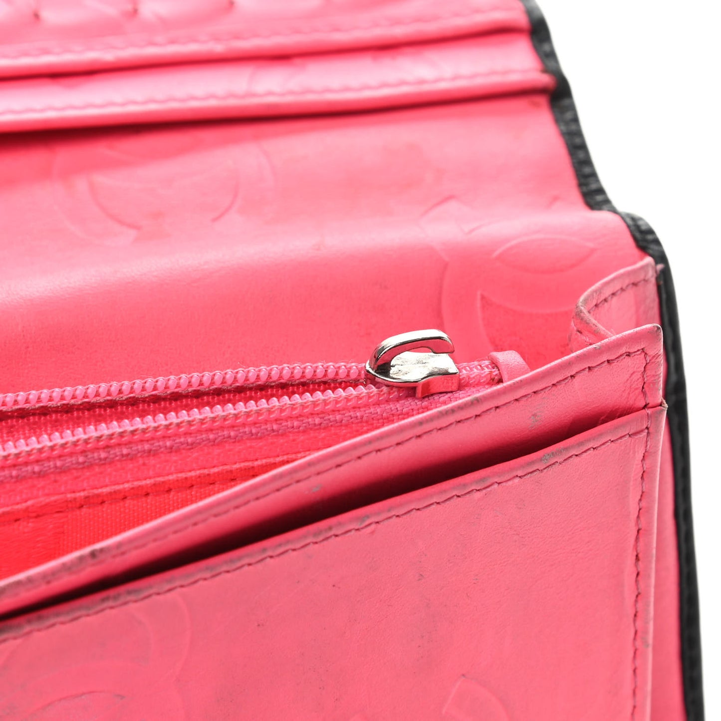 Calfskin Quilted Cambon Yen Wallet Black