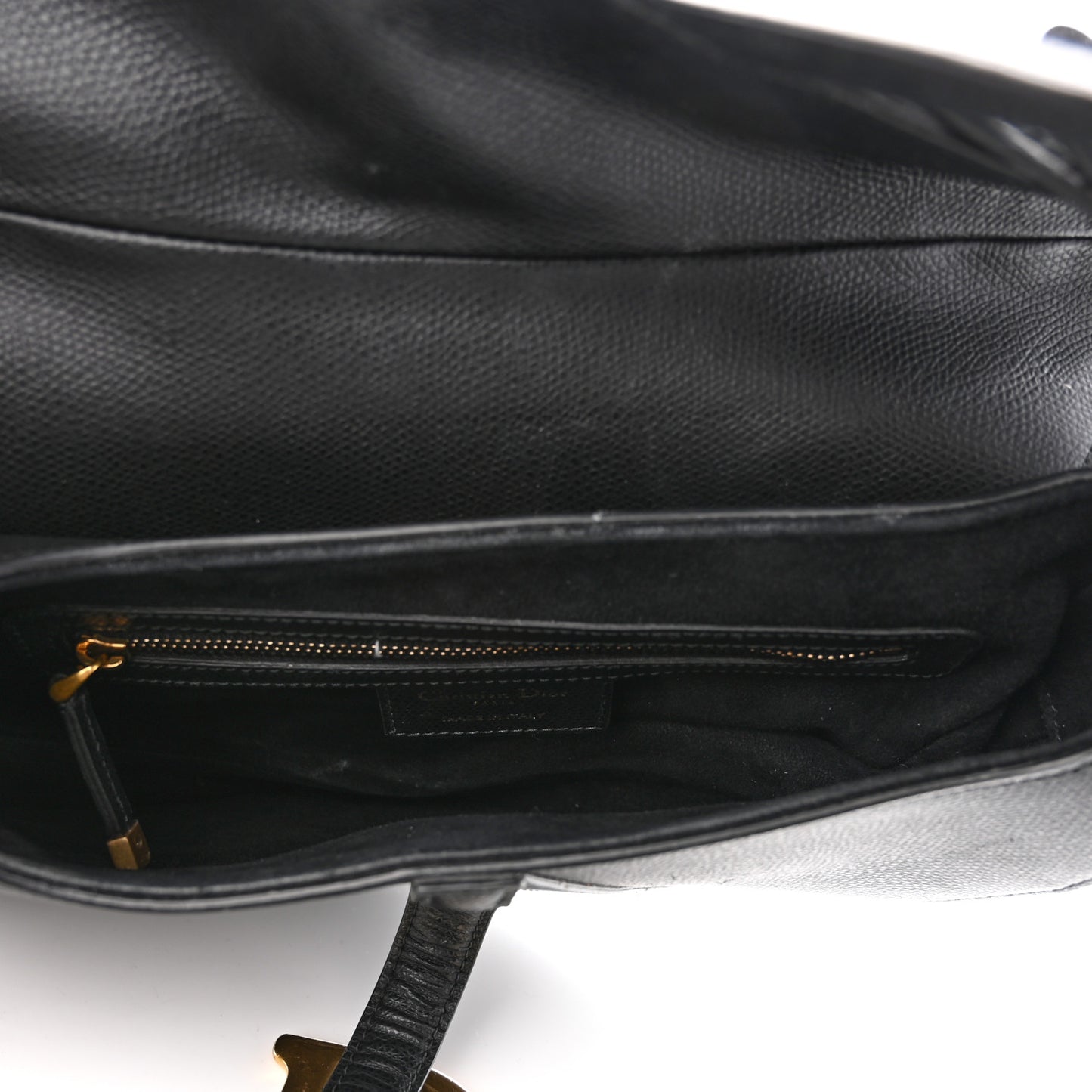 Grained Calfskin Saddle Bag Black