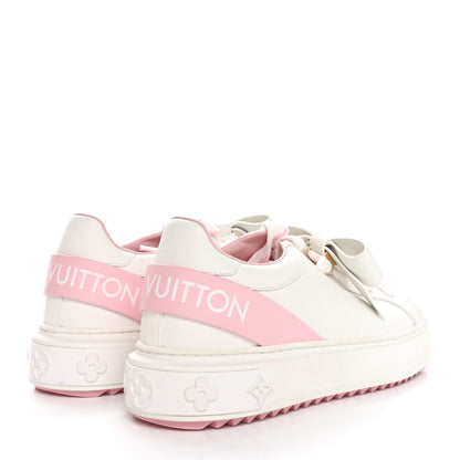 Louis Vuitton Calfskin Time Out Bow Sneakers 38 White Pink 5 of 9