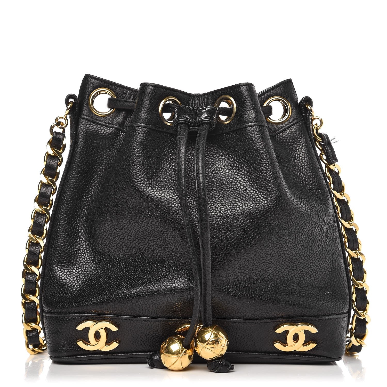 Chanel Caviar CC Drawstring Shoulder Bag Black 1 of 10