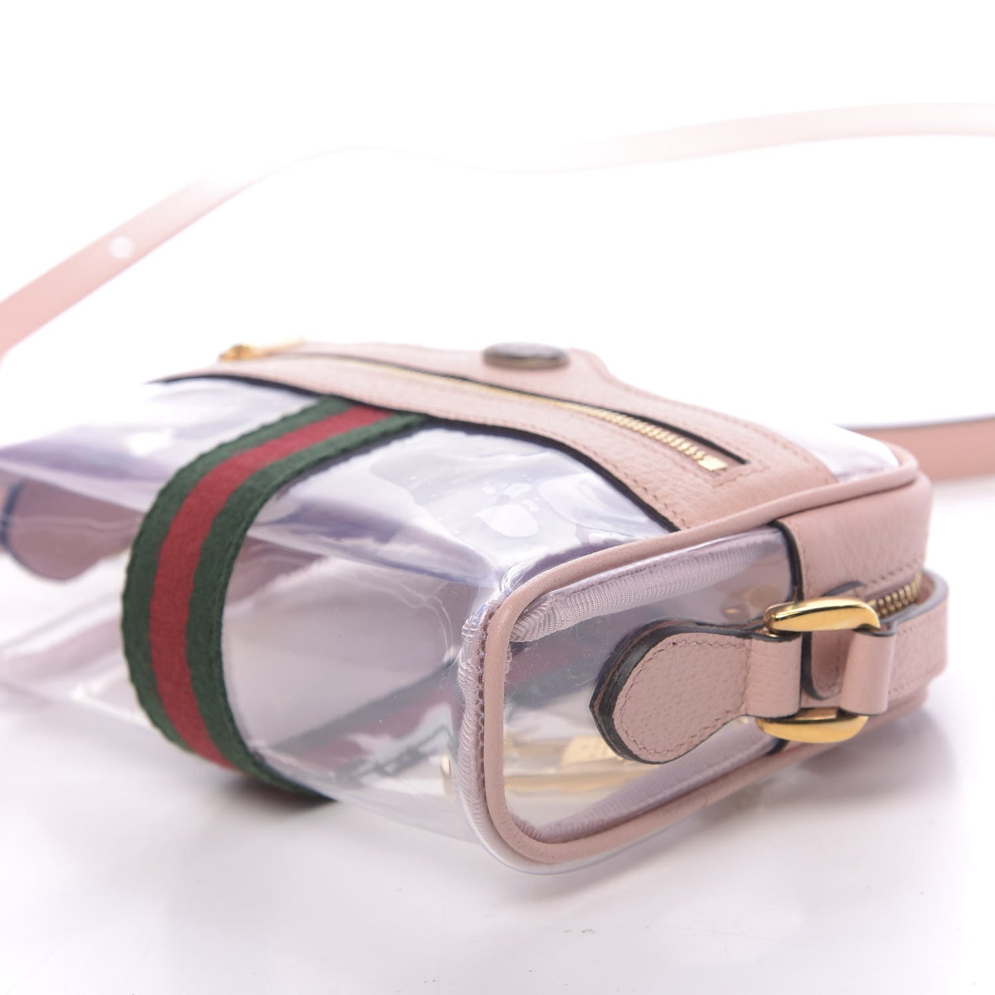 Vinyl Web Mini Ophidia Transparent Shoulder Bag Perfect Pink
