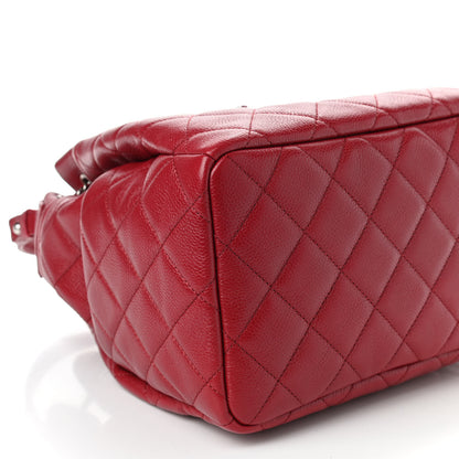 Chanel Caviar Flat Quilted CC Chain Bucket Drawstring Bag Dark Pink 9 of 10