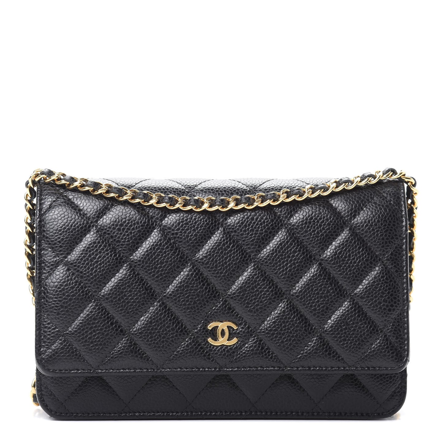 Caviar Quilted Wallet On Chain WOC Black