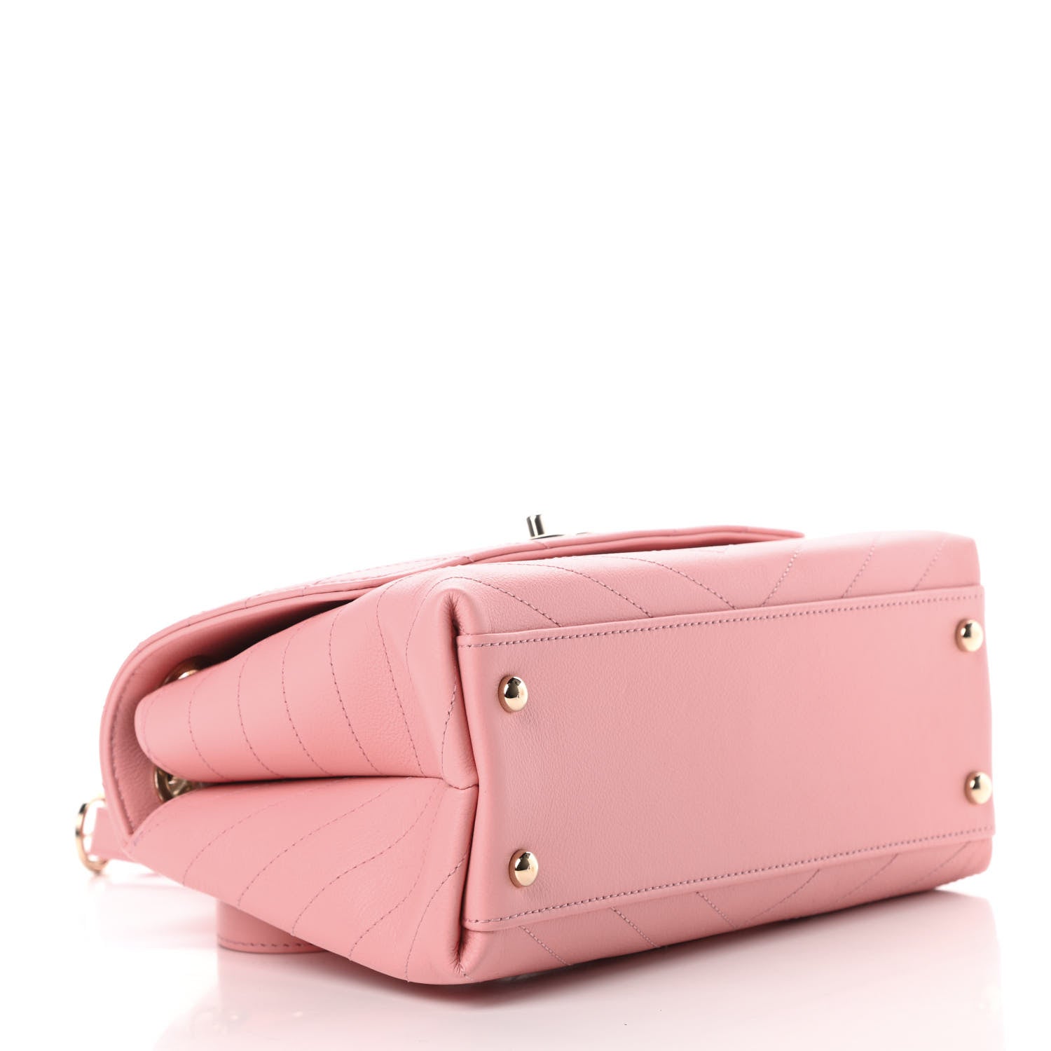 Chanel Grained Calfskin Small Chevron Chic Top Handle Flap Pink 4 of 11