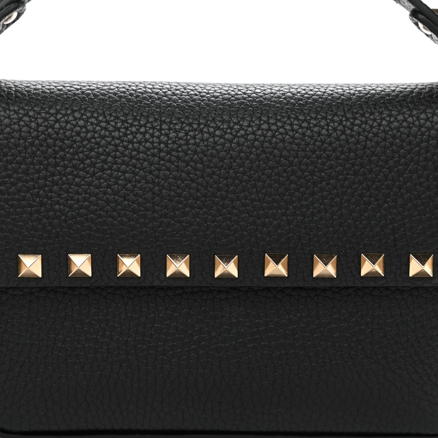 Grainy Calfskin Rockstud Crossbody Pouch Black
