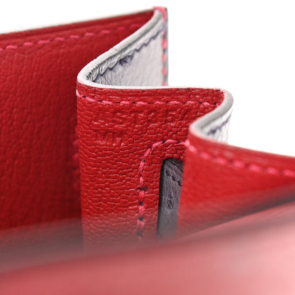 Hermes Ostrich Horseshoe Kelly Sellier 28 Rouge Vif Gris Agate 7 of 11