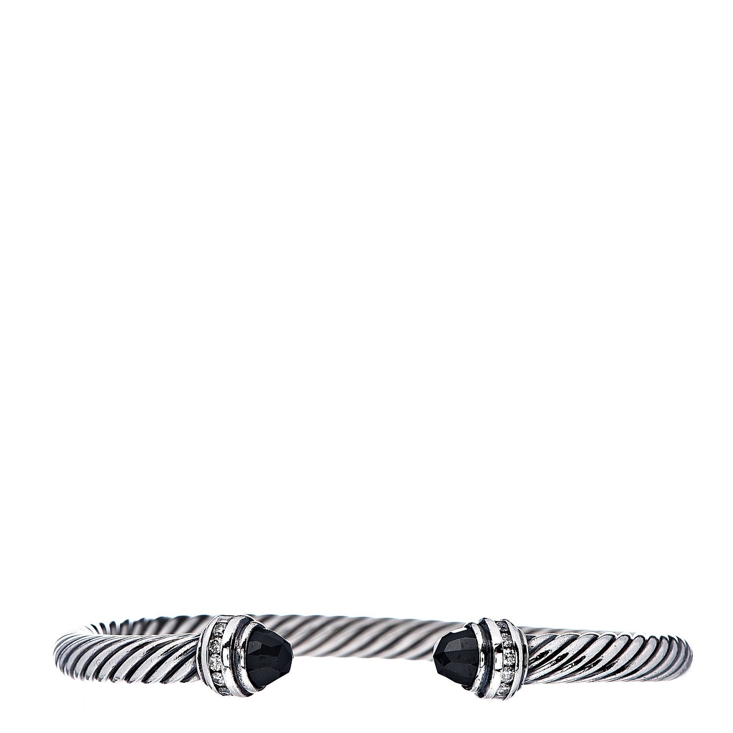 Sterling Silver Diamond Black Onyx 5mm Cable Classics Princess Bracelet
