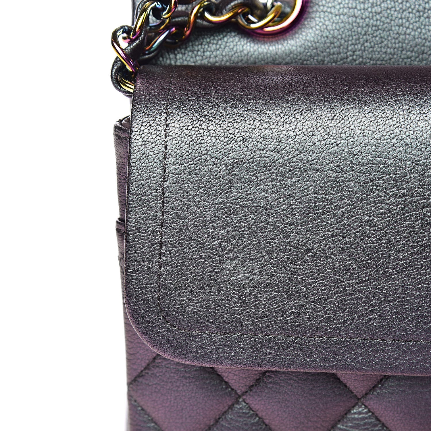 Chanel Iridescent Goatskin Quilted Medium Double Flap Purple 8 of 13