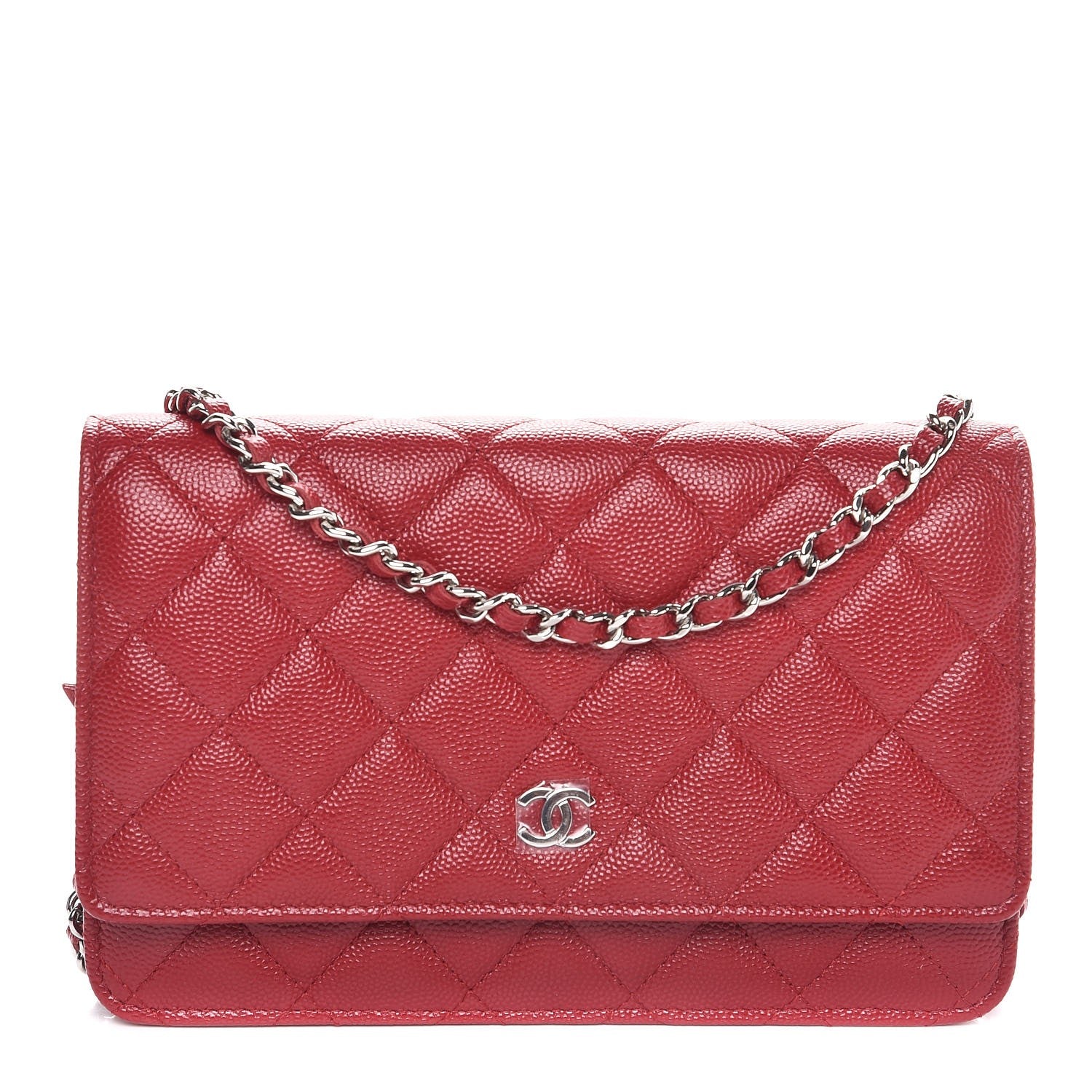 Chanel Caviar Quilted Wallet on Chain WOC Red 1 of 9