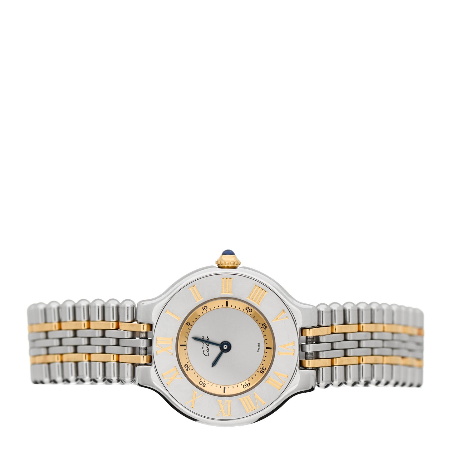 Stainless Steel 18K Yellow Gold 28mm Must De 21 Bullet Link Quartz Watch