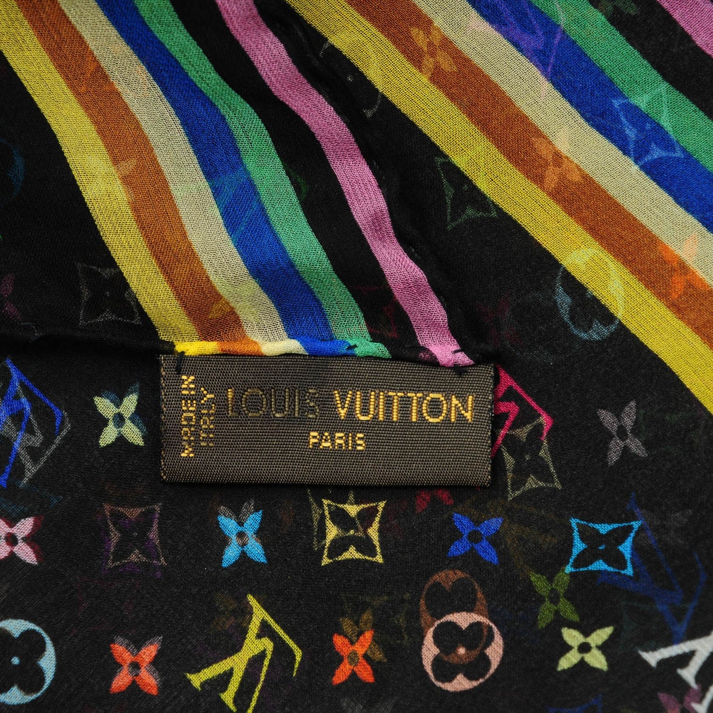 Silk Multicolor Scarf Black
