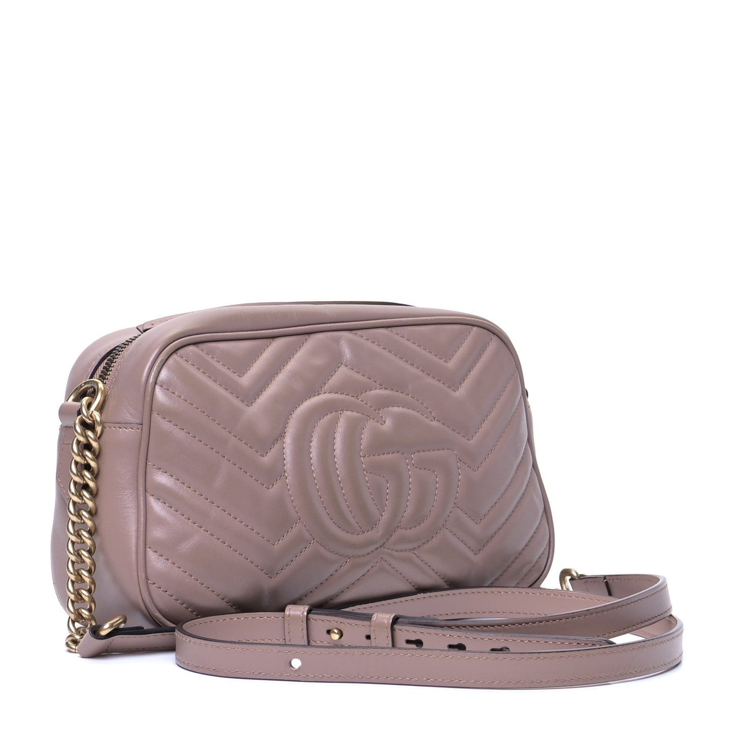 Calfskin Matelasse Small GG Marmont Chain Shoulder Bag Porcelain Rose