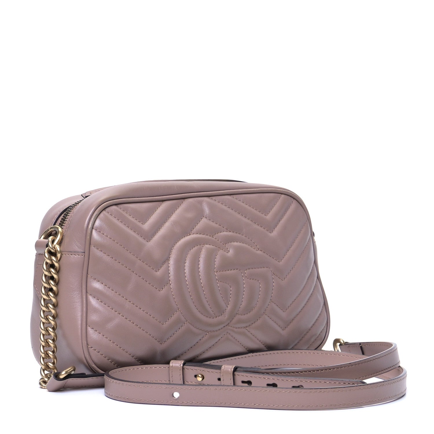 Gucci Calfskin Matelasse Small GG Marmont Chain Shoulder Bag Porcelain Rose 2 of 5
