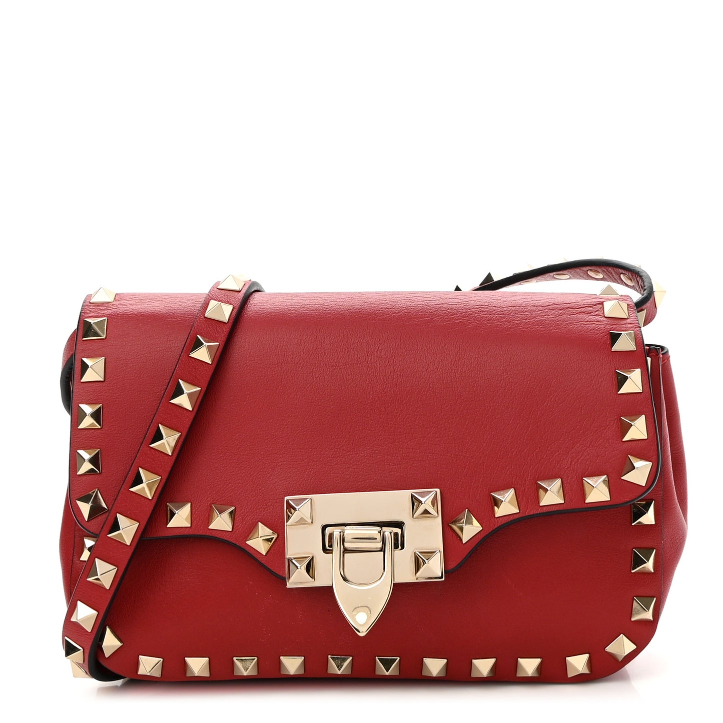Vitello Mini Rockstud Flap Saddle Crossbody Bag Rosso Valentino