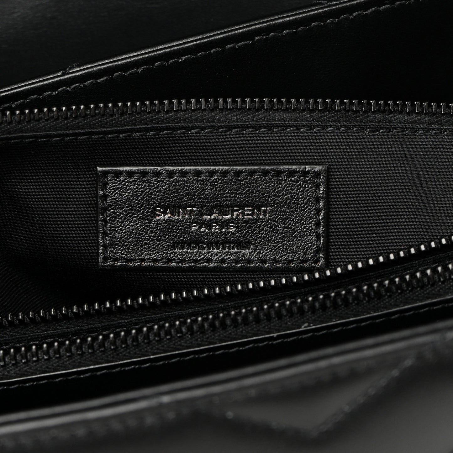 Calfskin Y Quilted Monogram Monochrome Large Loulou Chain Satchel Black