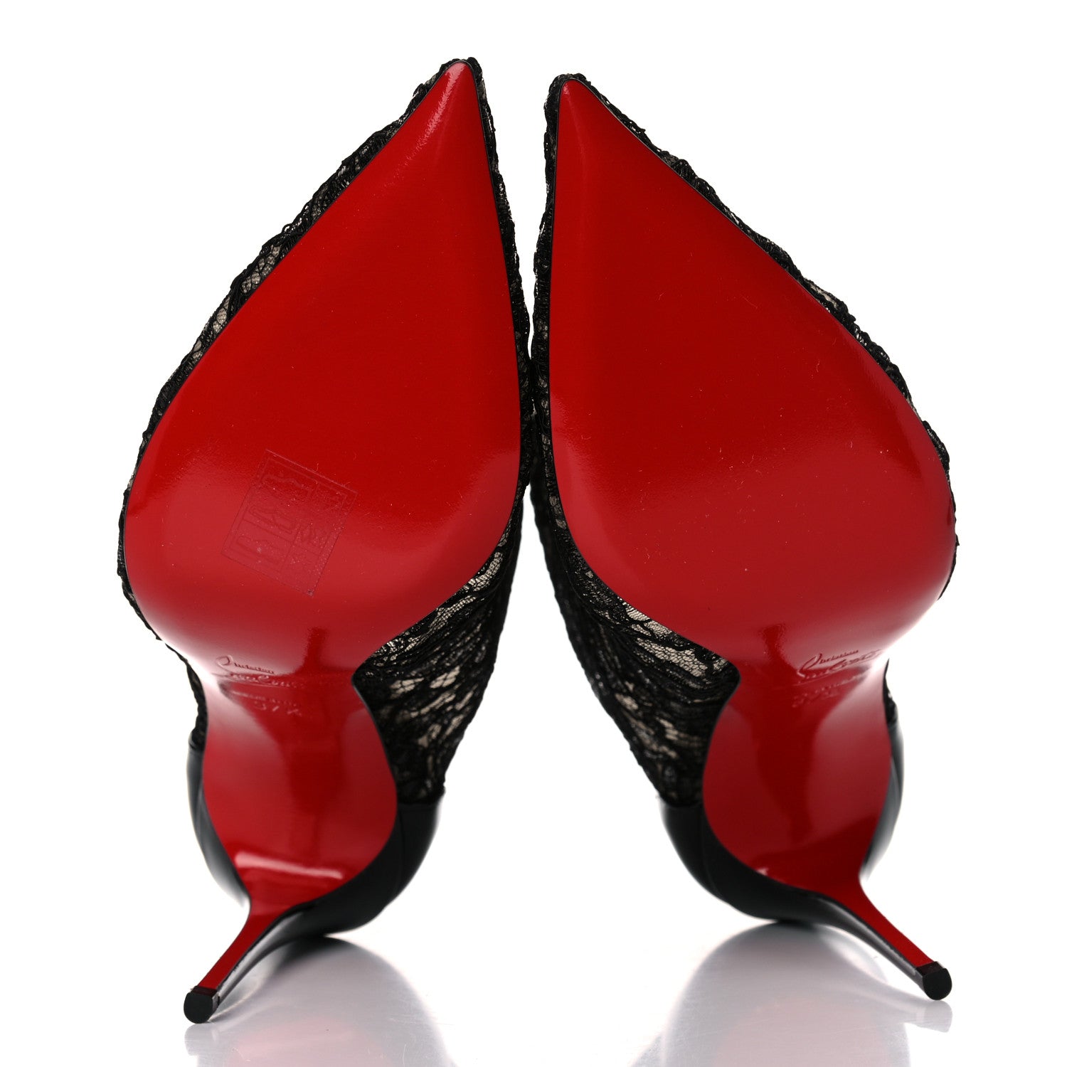 Christian Louboutin Patent Rete Lace Dentelle Psybootie 100 Ankle Boots 37.5 Black 5 of 9