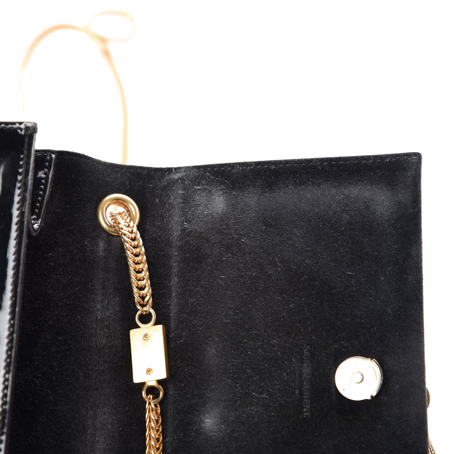 Patent Small Classic Monogram Kate Tassel Satchel Black