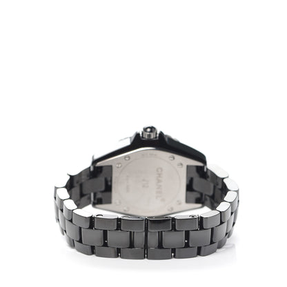 Chanel Stainless Steel Ceramic Diamond Bezel 33mm J12 Quartz Watch Black 3 of 6