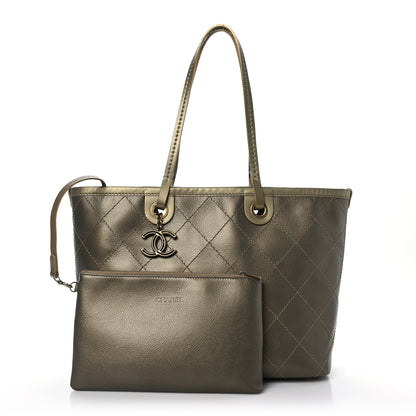Chanel Grained Calfskin Large Shopping Fever Tote Gold 1 of 12