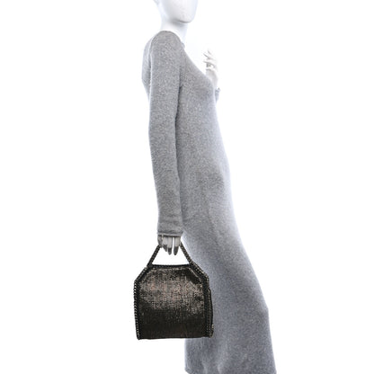 Stella McCartney Metallic Woven Raffia Mini Fold Over Falabella Black Gold 2 of 10