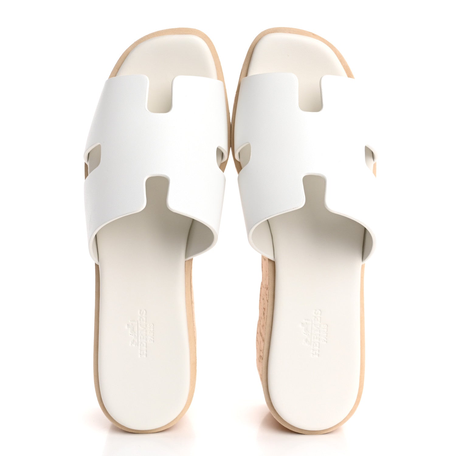 Hermes Calfskin Cork Eze 30 Sandals 38 White 2 of 10