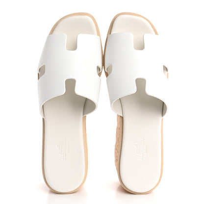 Hermes Calfskin Cork Eze 30 Sandals 38 White 2 of 10