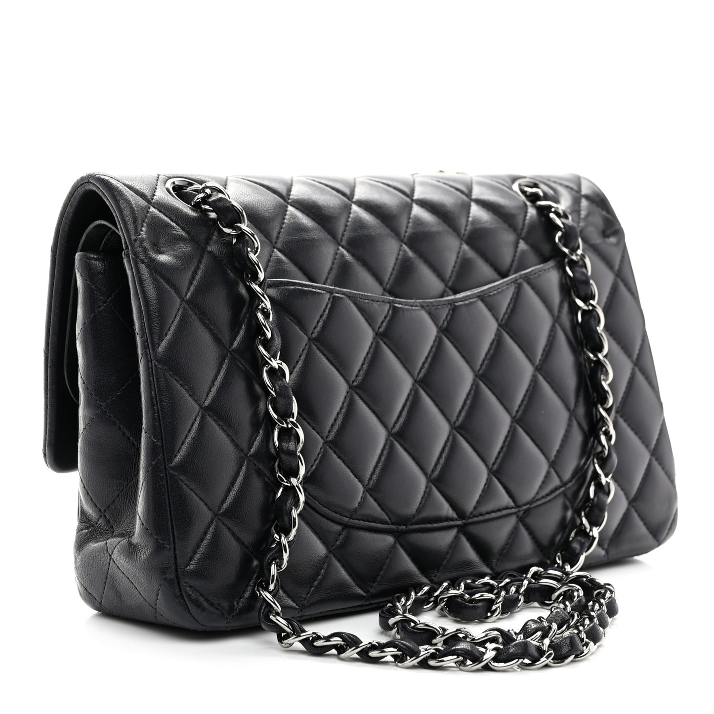 Lambskin Quilted Medium Double Flap Navy
