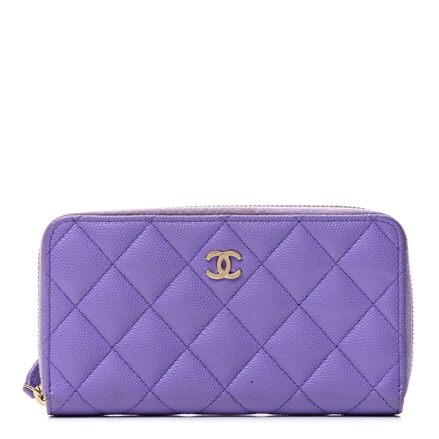 Chanel Caviar Quilted Medium Zip Around Wallet Purple 1 of 8