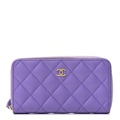 Chanel Caviar Quilted Medium Zip Around Wallet Purple 1 of 8