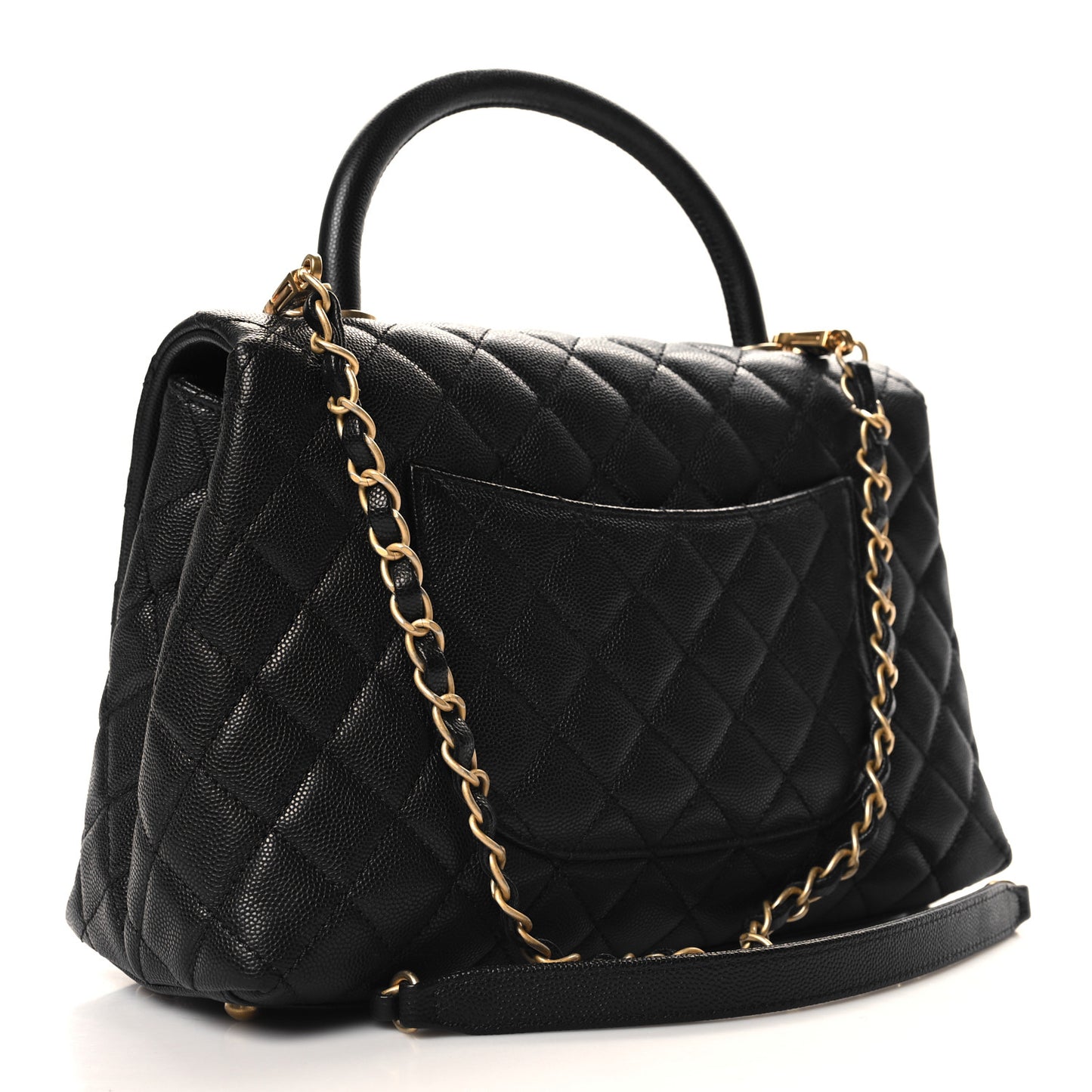 Caviar Quilted Small Coco Handle Flap Black
