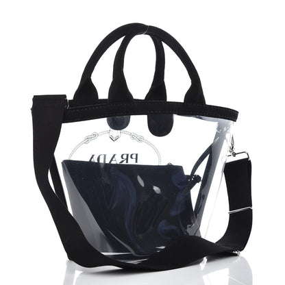 Prada Plexiglass Canapa Small Shopper Tote Black 4 of 7