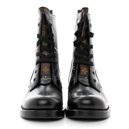 Louis Vuitton Calfskin Monogram Metropolis Flat Ranger Boots 39 Black 2 of 8
