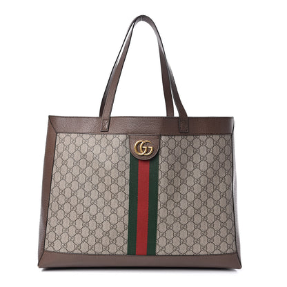 Gucci GG Supreme Monogram Web Ophidia Tote Brown 3 of 11