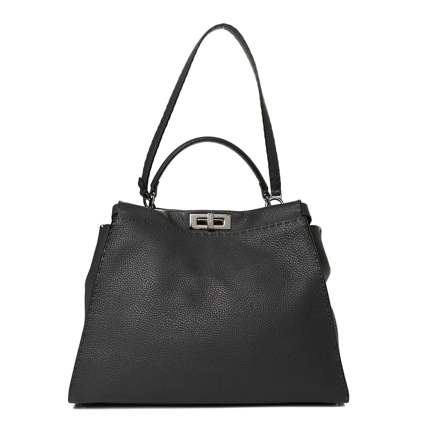 Cuoio Romano Selleria Bi-Color Large Peekaboo Iconic Satchel Asfalto Latte