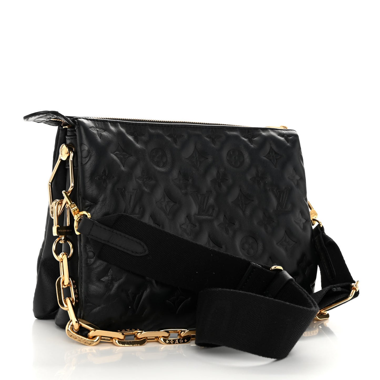 Lambskin Embossed Monogram Coussin PM Black