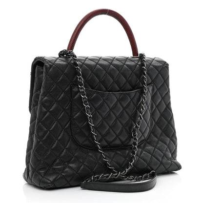 Chanel Caviar Lizard Quilted Large Coco Handle Flap Black 2 of 10