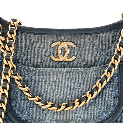 Chanel Washed Denim Quilted Hobo Blue 8 of 10